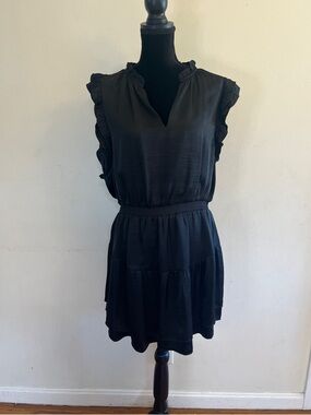 BB Dakota by Steve Madden Black Ruffled Cap-Sleeve Mini Dress